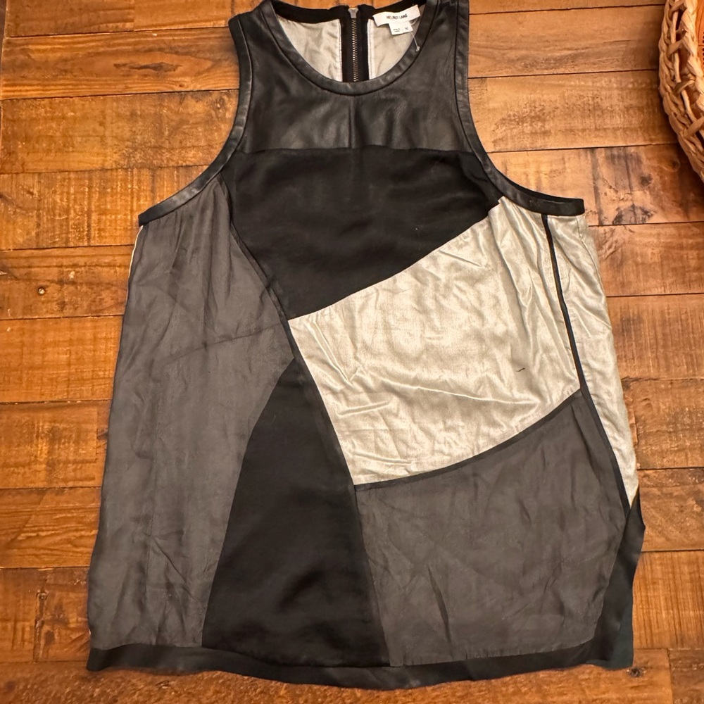Helmut Lang Patchwork & Metallic Sheer Tank Top - image 1